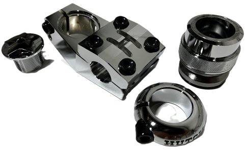 (image for) 1-1/8" Race HOP-UP KIT, Stem + Compression Bolt + Seat Clamp + Headset, CHROME