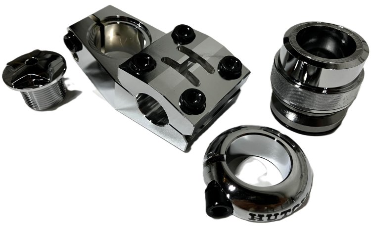 (image for) 1-1/8" Race HOP-UP KIT, Stem + Compression Bolt + Seat Clamp + Headset, CHROME