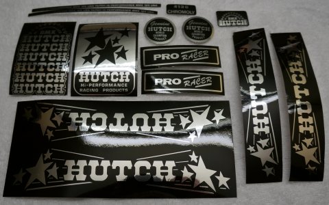 Hutch BMX Square x 2 Stickers Decals Pro Racer  Cruiser Bars Seatpost Chrome 